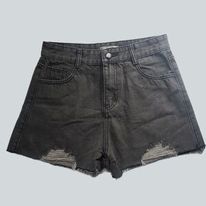 Liang Dian Distressed Black Denim Shorts – Size 30